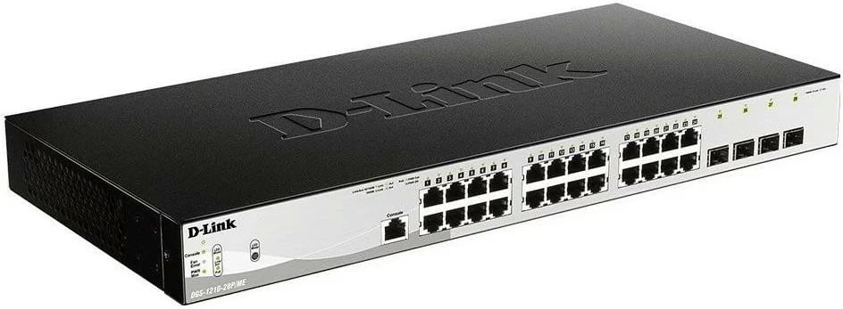 Switch D-link DGS-1210-28P/ME/E, 24 porte PoE, 4 SFP, për rack 19 inch