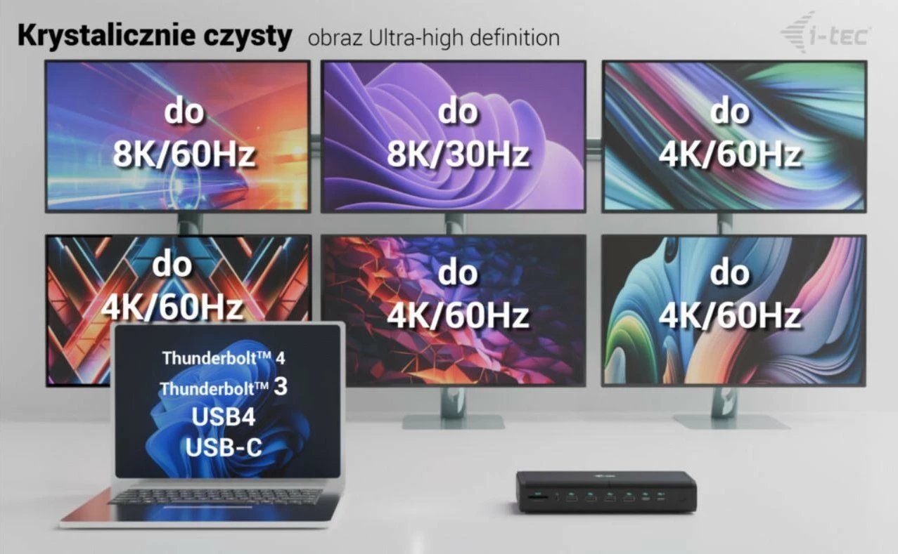 Docking station i-tec CA6MONITORDOCKPD, 6x 4K/60Hz, 140W, i zi