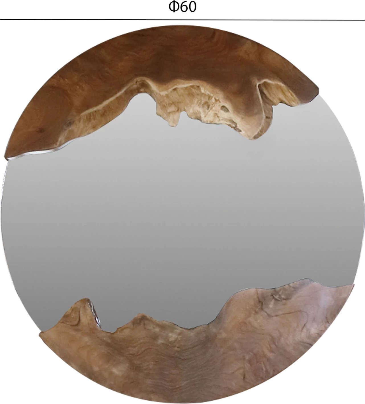 Pasqyrë rrethore, dru TEAK, ngjyrë natyrale, FH99360, Φ60x5 cm