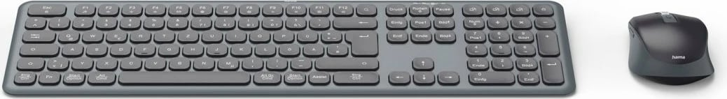 Set tastierë dhe maus wireless Hama WKM-550, QWERTY, për zyrë, e zezë/gri