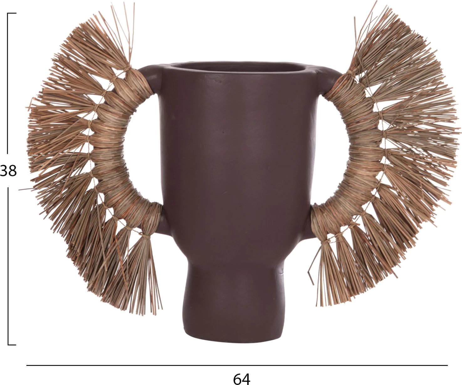 Vazo dekorative tavoline ALICA, terrakotë, ngjyrë çokollate, me bar të thatë, 64x22x38cm Vazo dekorative tavoline ALICA, terrakotë, ngjyrë çokollate, me bar të thatë, 64x22x38cm