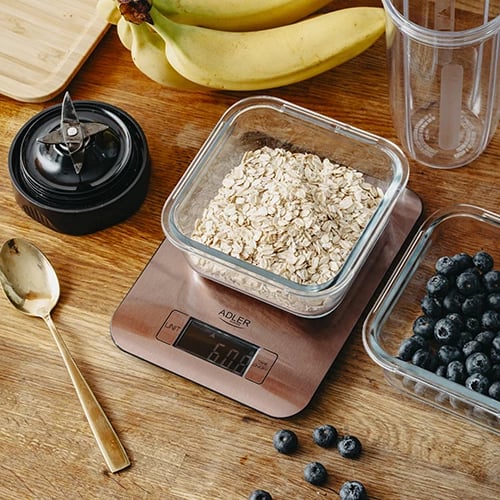 Peshore kuzhine Adler AD 3183 5 kg platformë inoks LCD me ndriçim njësi kg/g/lb/oz ngjyrë bakri