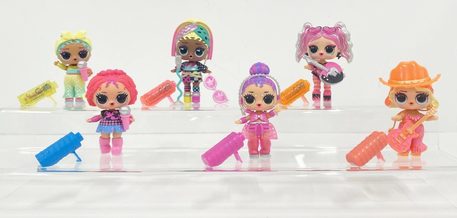 Kukull L.O.L. Surprise Neon Pop Stars Mix, MGA, 120674-EUC, me aksesorë dhe dritë UV