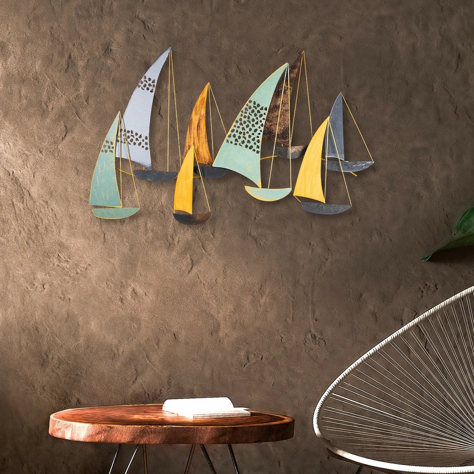 Aksesor dekorativ metalik për mur Wallity, Yavuz, shumëngjyrësh, 111x70x8cm