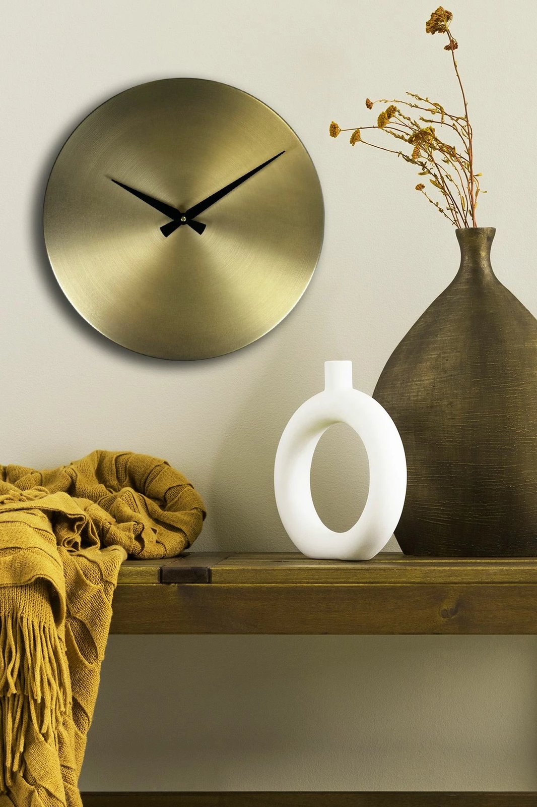 Orë muri dekorative metalike Wallity, ari, e zezë, 35cm