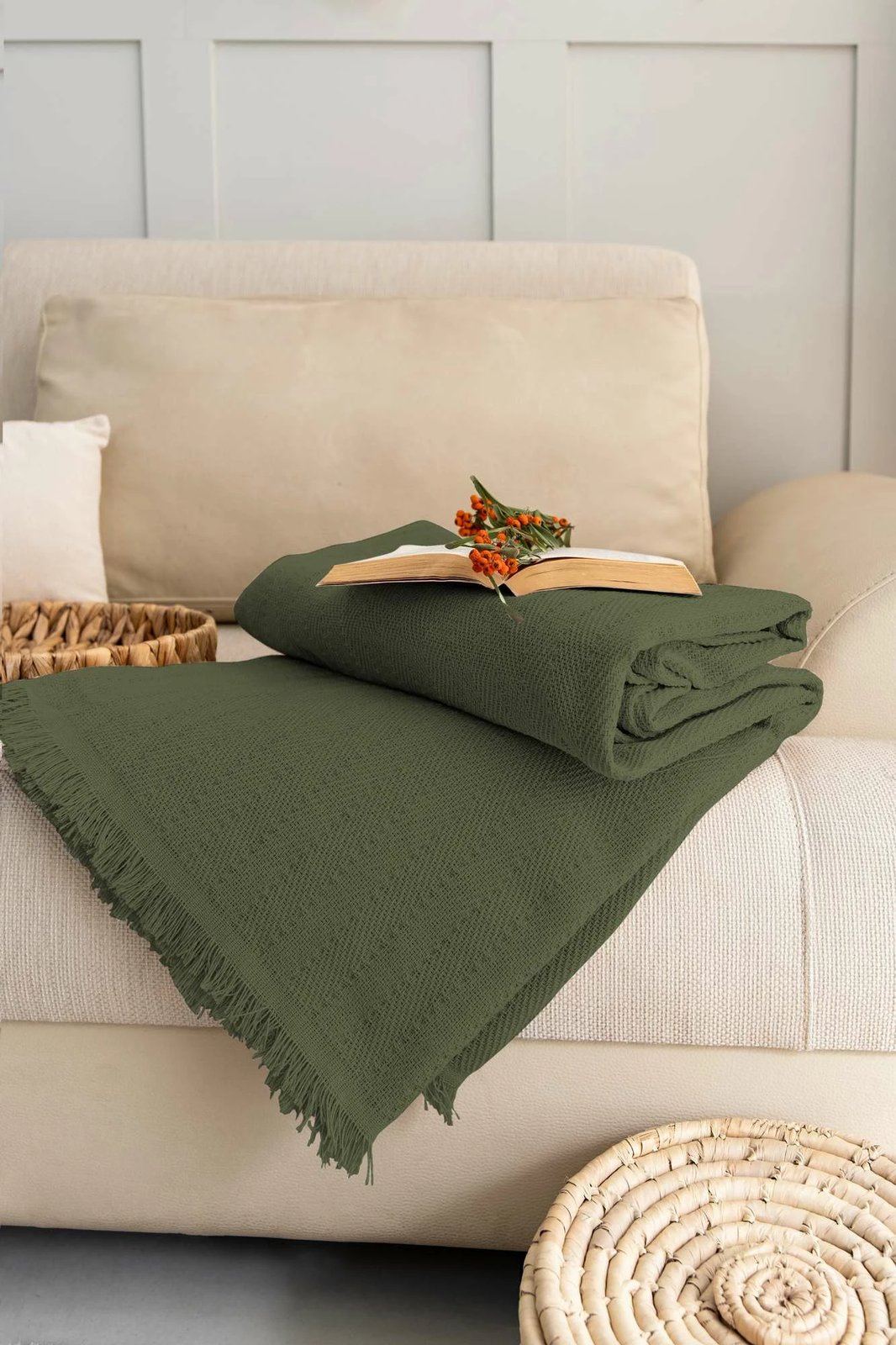 Mbulesë divani L'essentiel, ngjyrë kaki, Rio