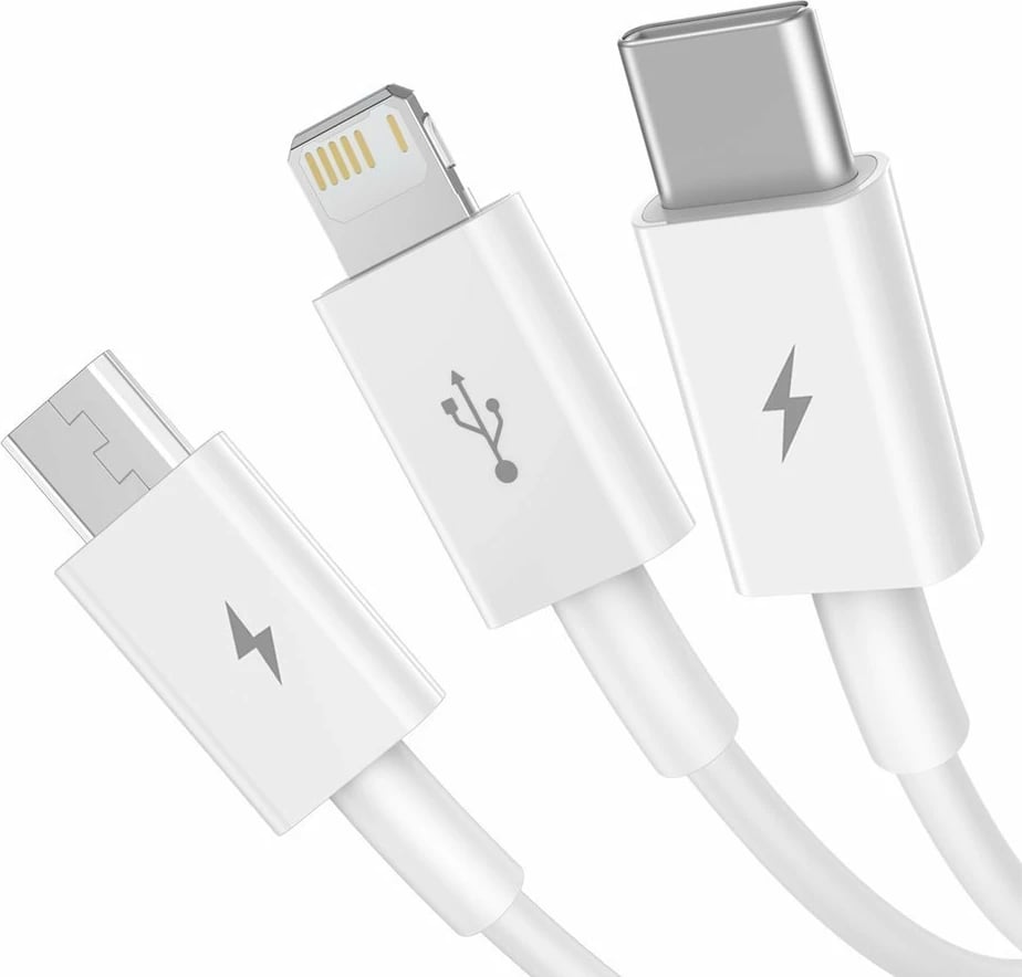Kabllo 3n1 Baseus Superior CAMLTYS-02, 1.5m, Lightning/USB-C/Micro USB, Bardhë