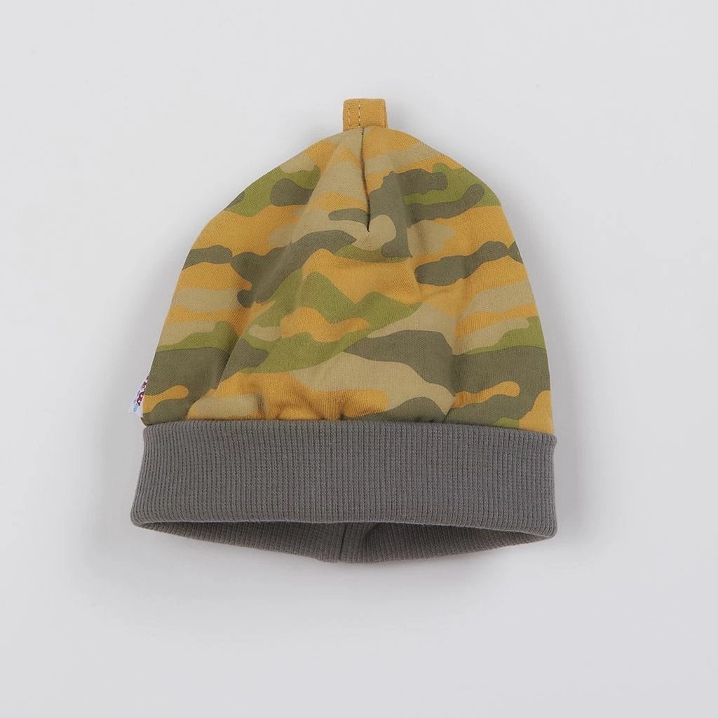 kapuç bebe, New Baby, With Love, pambuk 100%, madhësia 68 (4-6 muaj), kamuflazh mustard