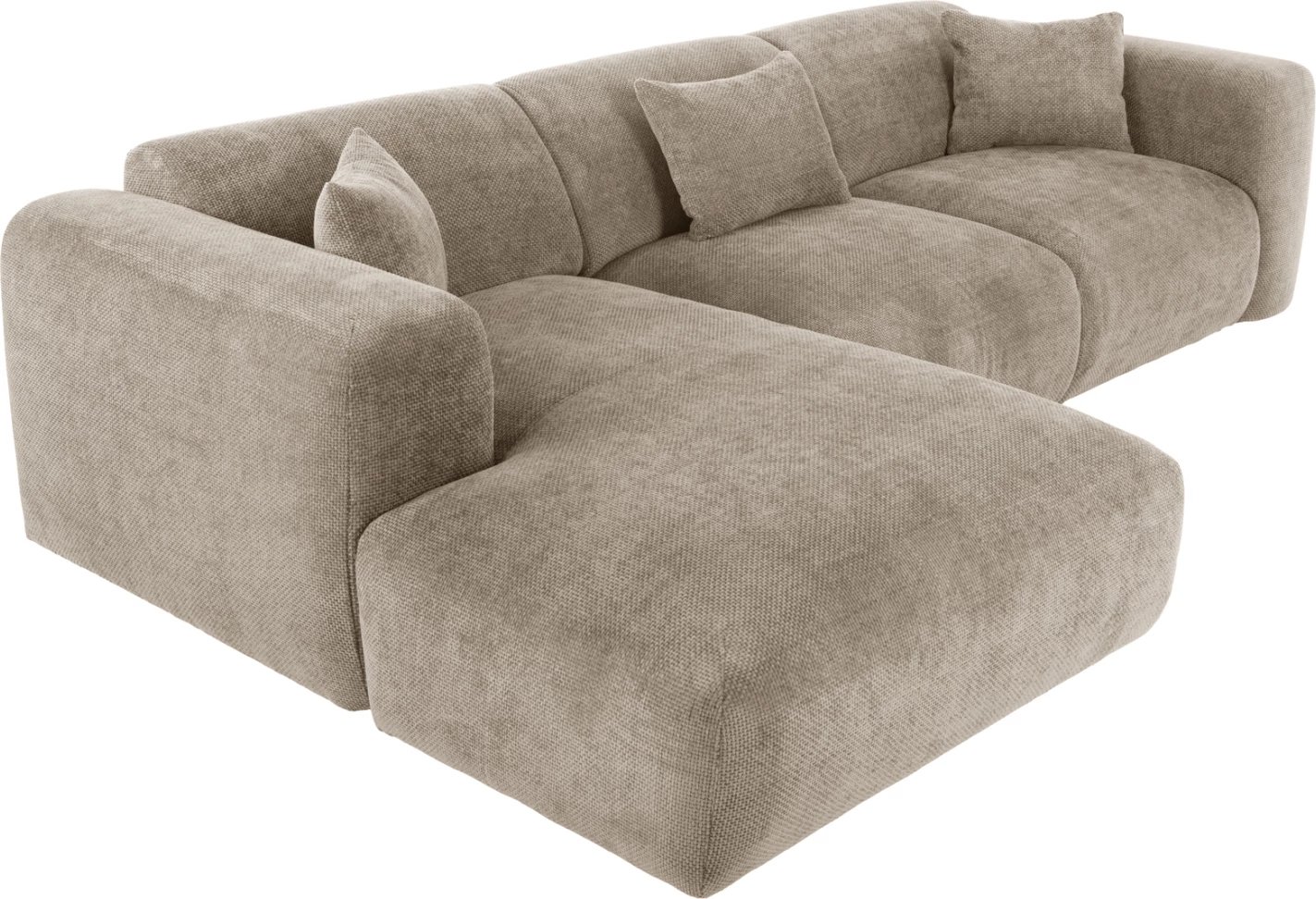Divan qoshe BRICKEN FH3275.01L, pëlhurë bezhë, 110-282x98-160x72H cm