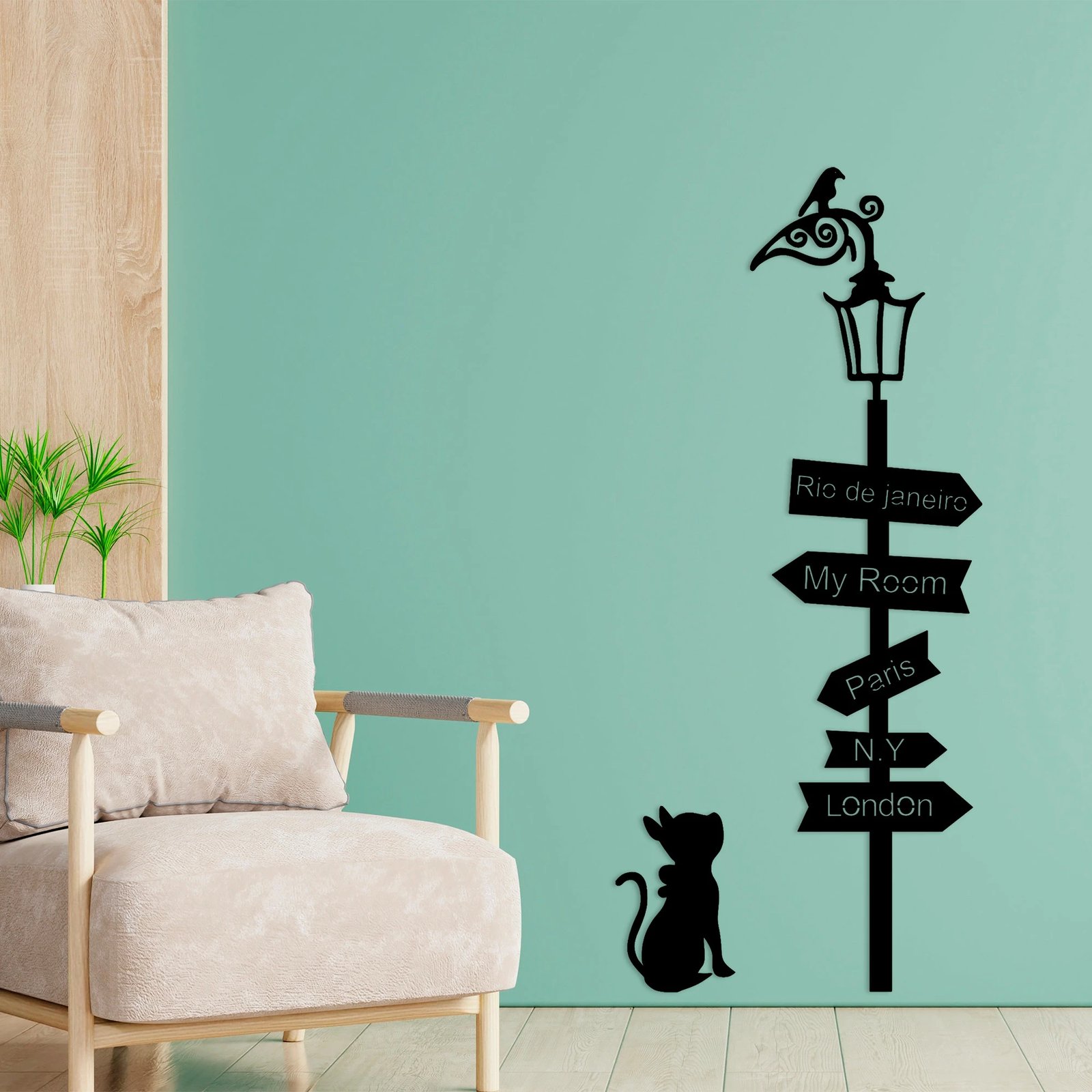 Aksesor dekorativ metalik për mur Wallity, Where To Go?