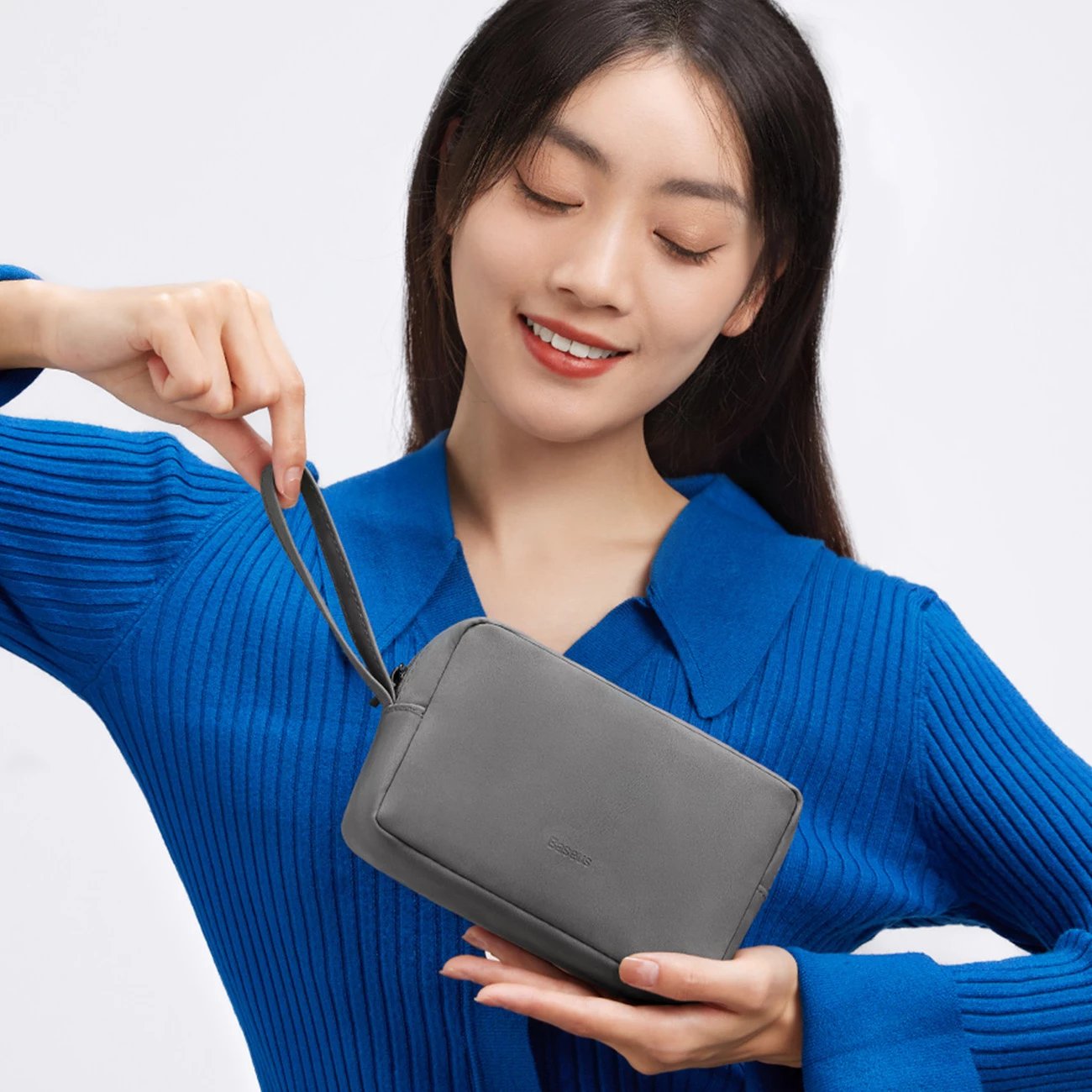 Çantë e vogël udhëtimi Baseus EasyJourney, mbështjellës për telefon, kufje dhe sende të vogla, gri