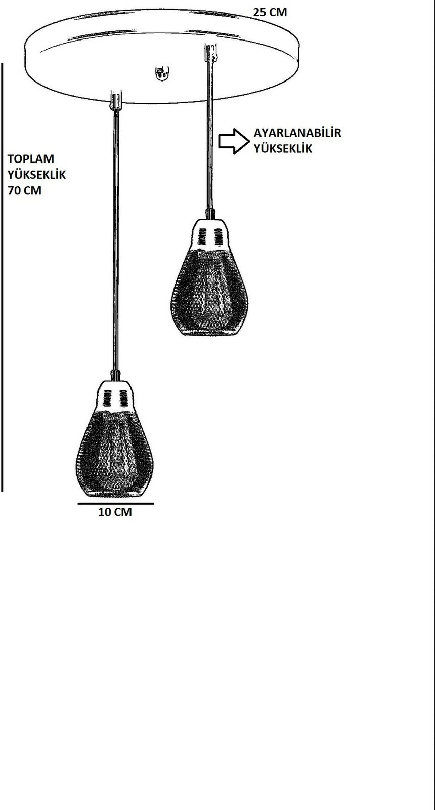 Llambë tavani Opviq, dy ampula, metal i zi, tepsi