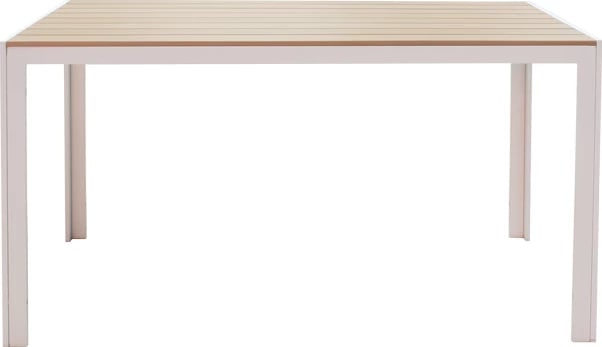 Tavolinë me karrige Nares-Pino A, 5 copë, alumin i bardhë, plywood natyral, 140x80x72.5cm