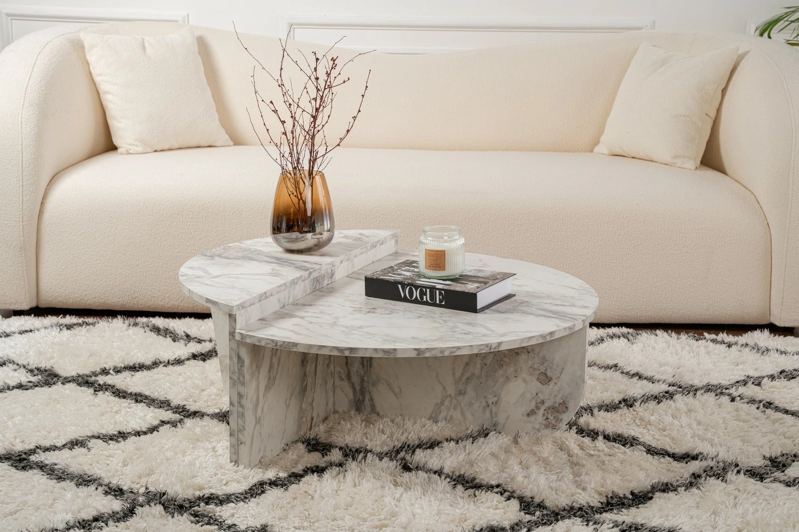 Set tavolinash kafeje Nordure Orion, mermer Frezya