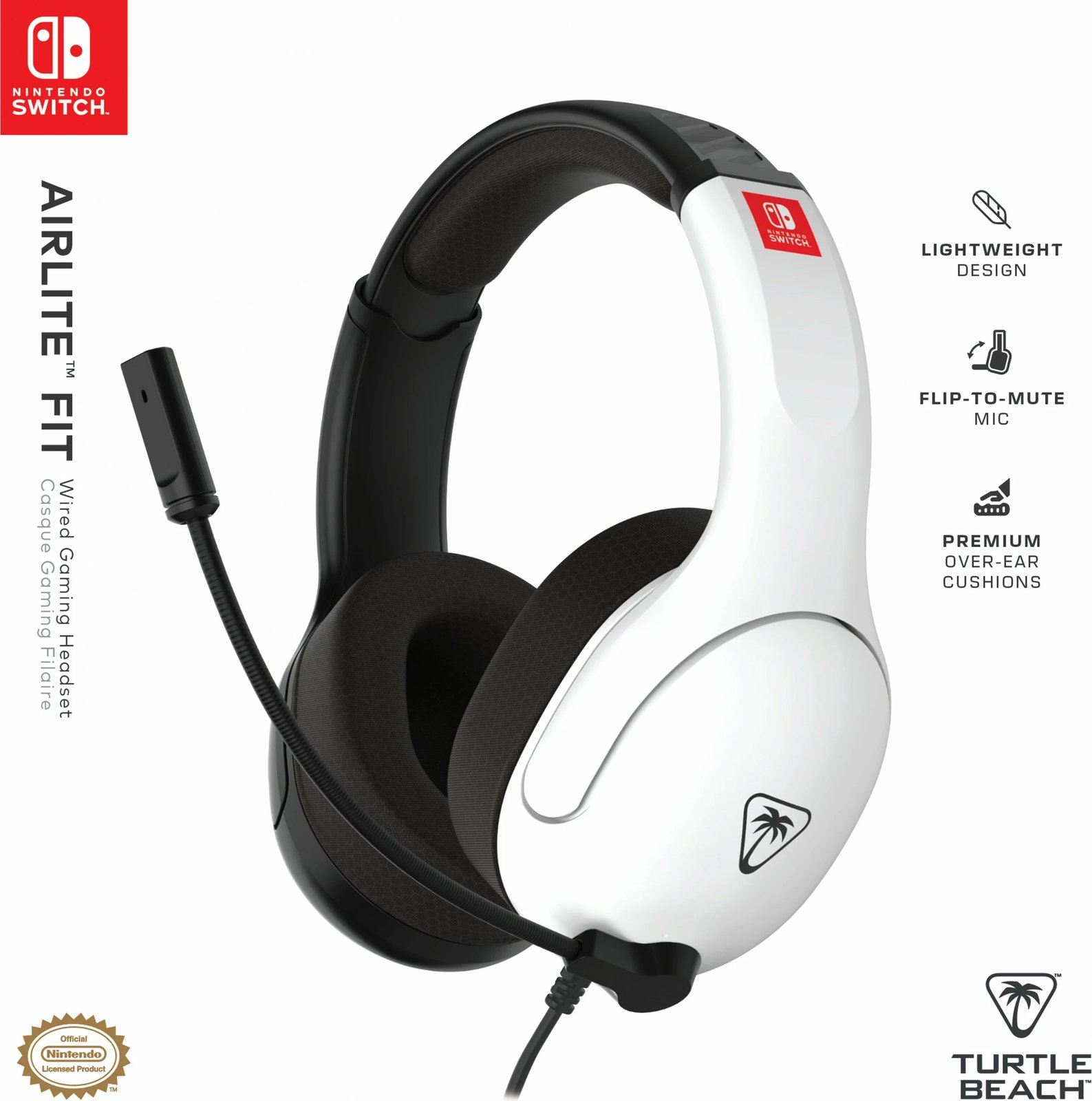 Kufje Turtle Beach Airlite Fit, gaming, me mikrofon, bardhë/zezë