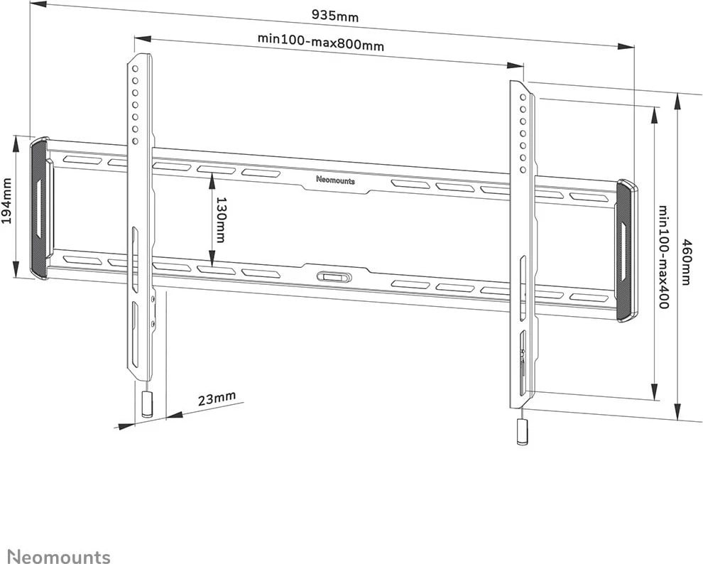 Mbajtës muri Newstar WL30-550BL18, 43"-86", 70 kg, i zi