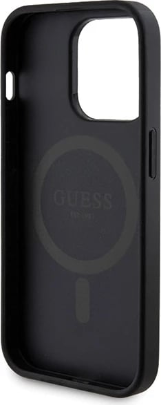 Mbështjellës Guess 4G Metal Logo me powerbank MagSafe 5000mAh për iPhone 13 Pro, Zi, Set