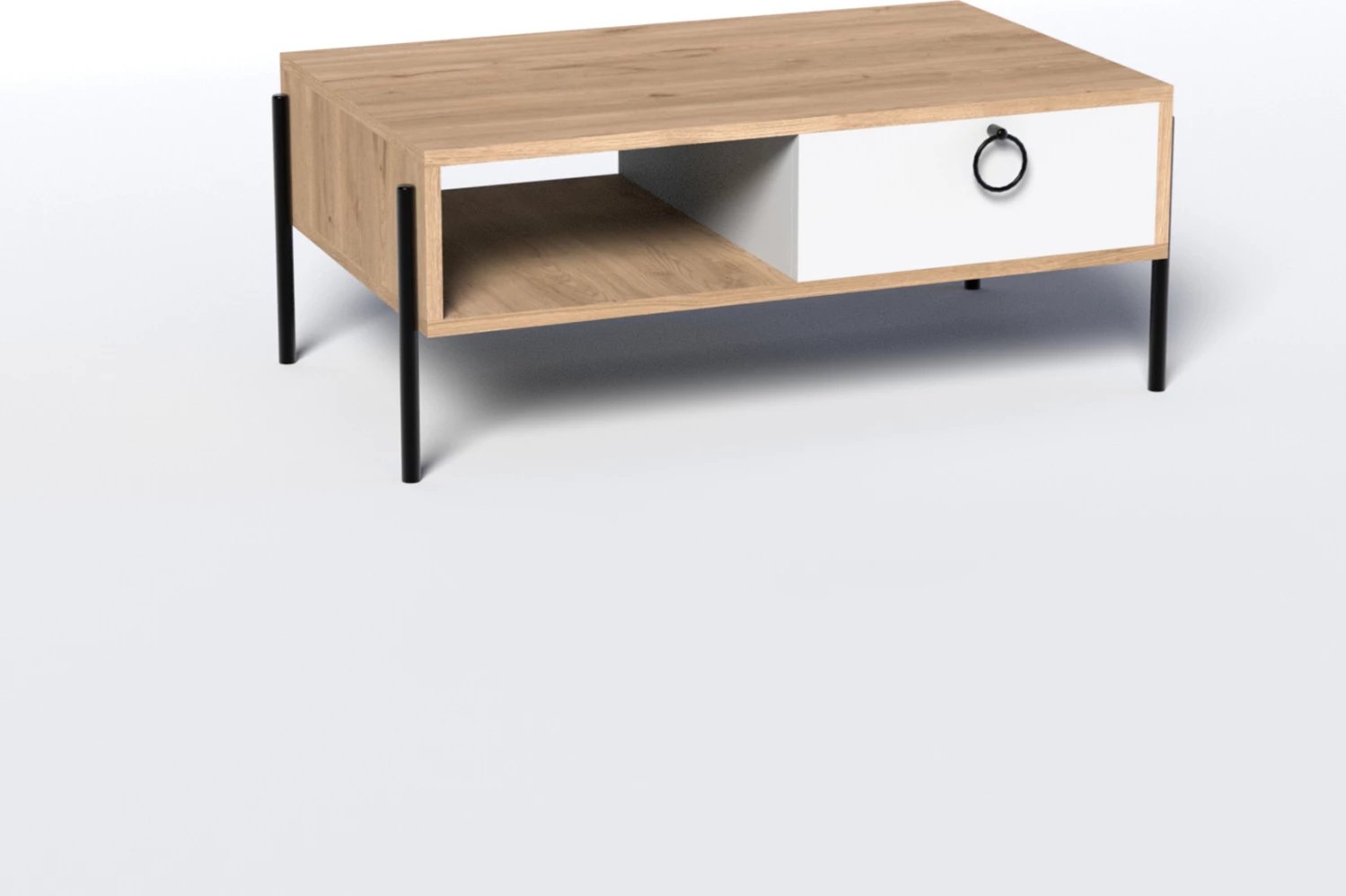 Tavolinë kafeje, ngjyrë sonama dhe e bardhë, FH9247.01, 90x56x37.6 cm