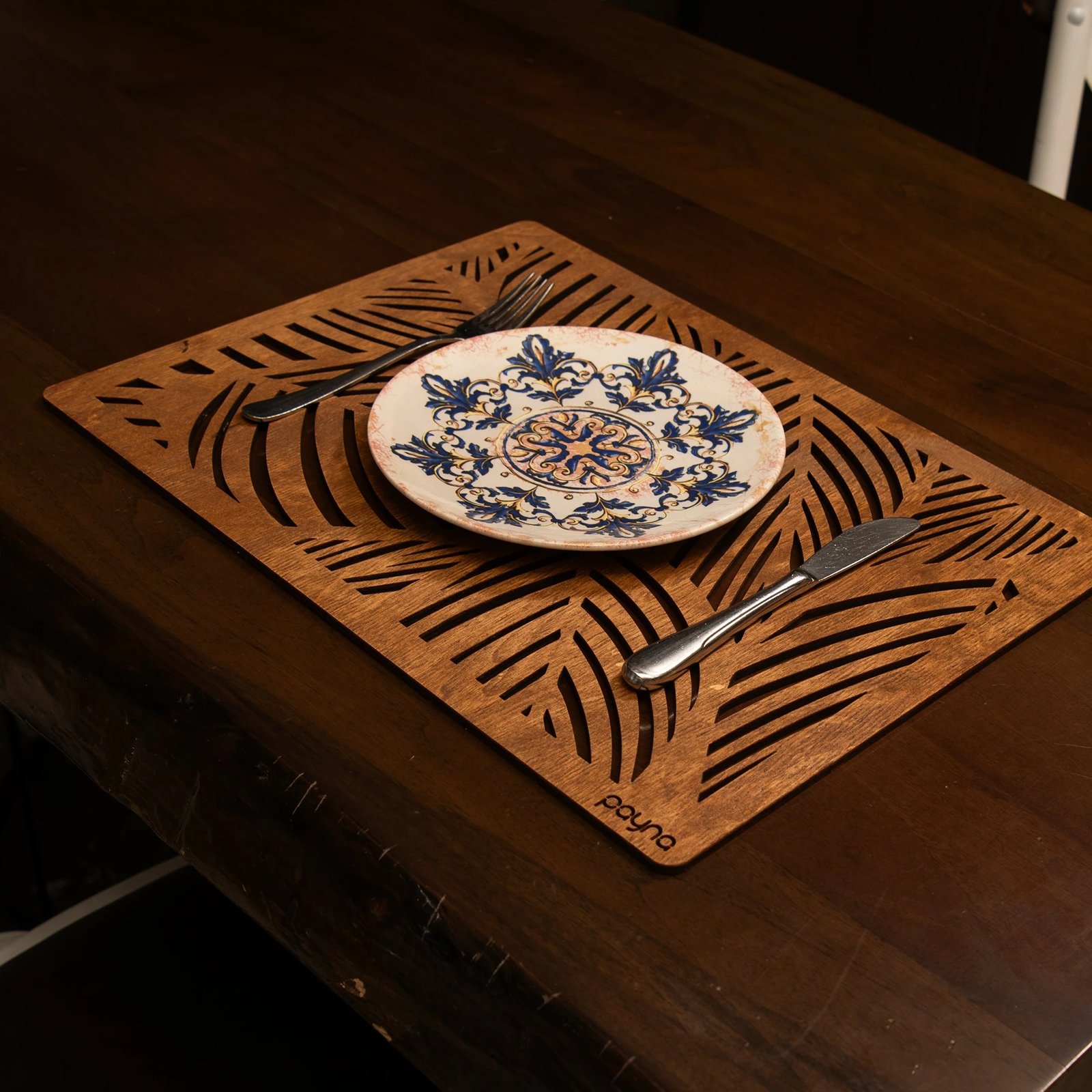 Set nënshtruesish tavoline prej druri, 6 copë, ngjyrë arre, Hermia