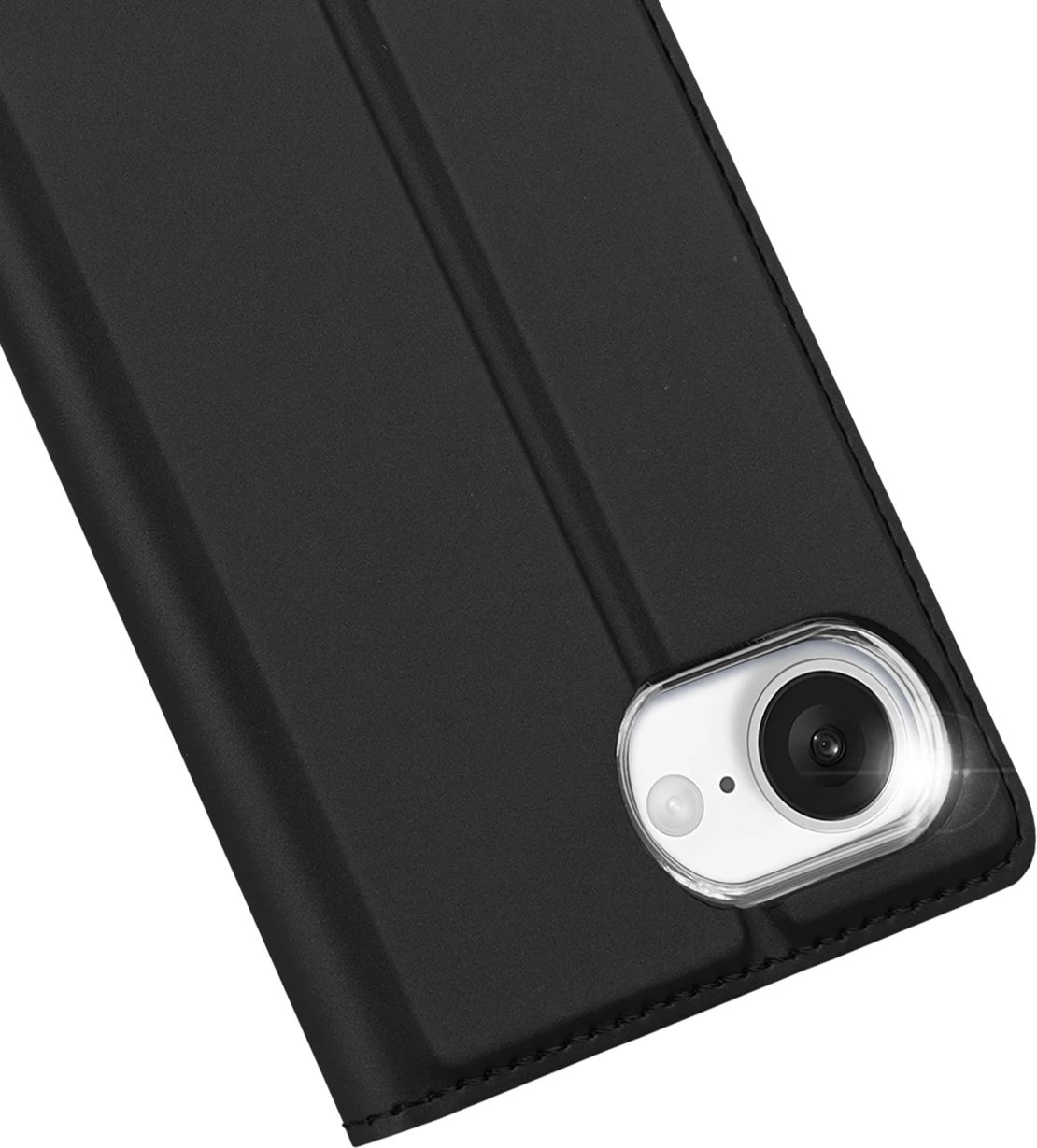 Mbështjellës Dux Ducis Skin Pro për iPhone 16e, me xhep për kartela, me kapak, e zezë