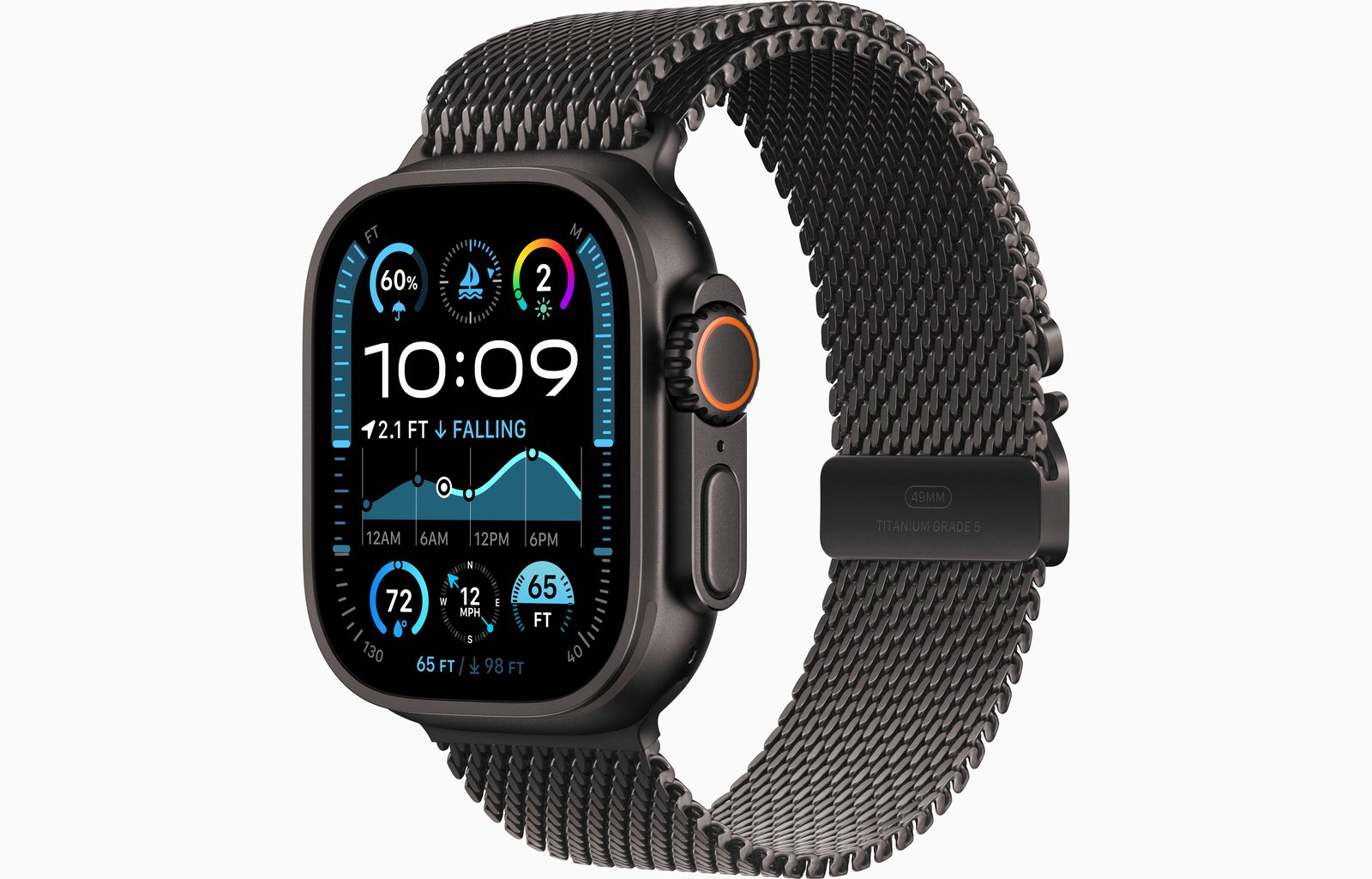 Apple Watch Ultra2 v2 Cellular 49mm Black Titanium Case with Black Titanium Milanese Loop - M
