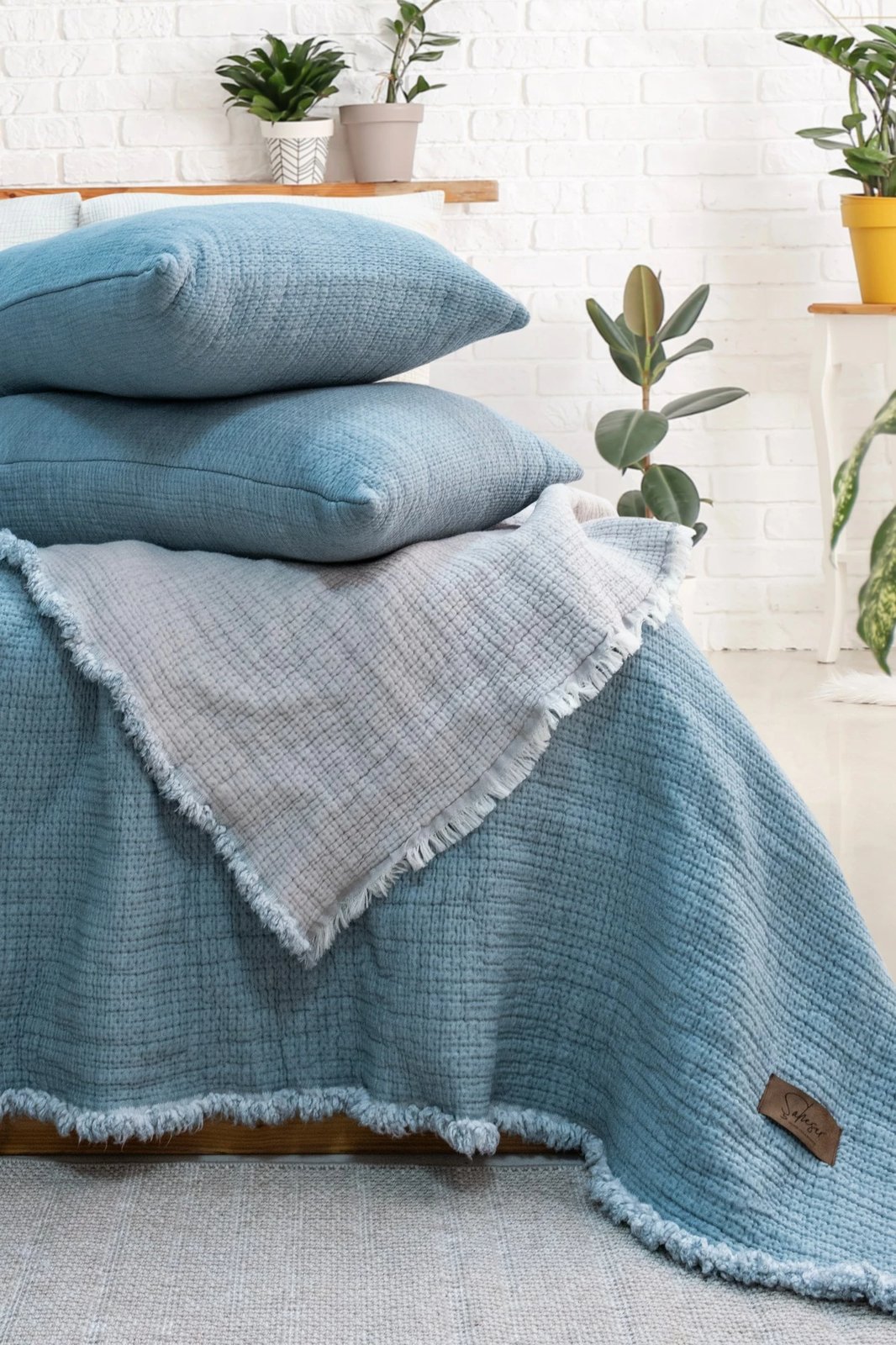 Set mbulesë dysheku dopio, Alda, ngjyrë kaltër