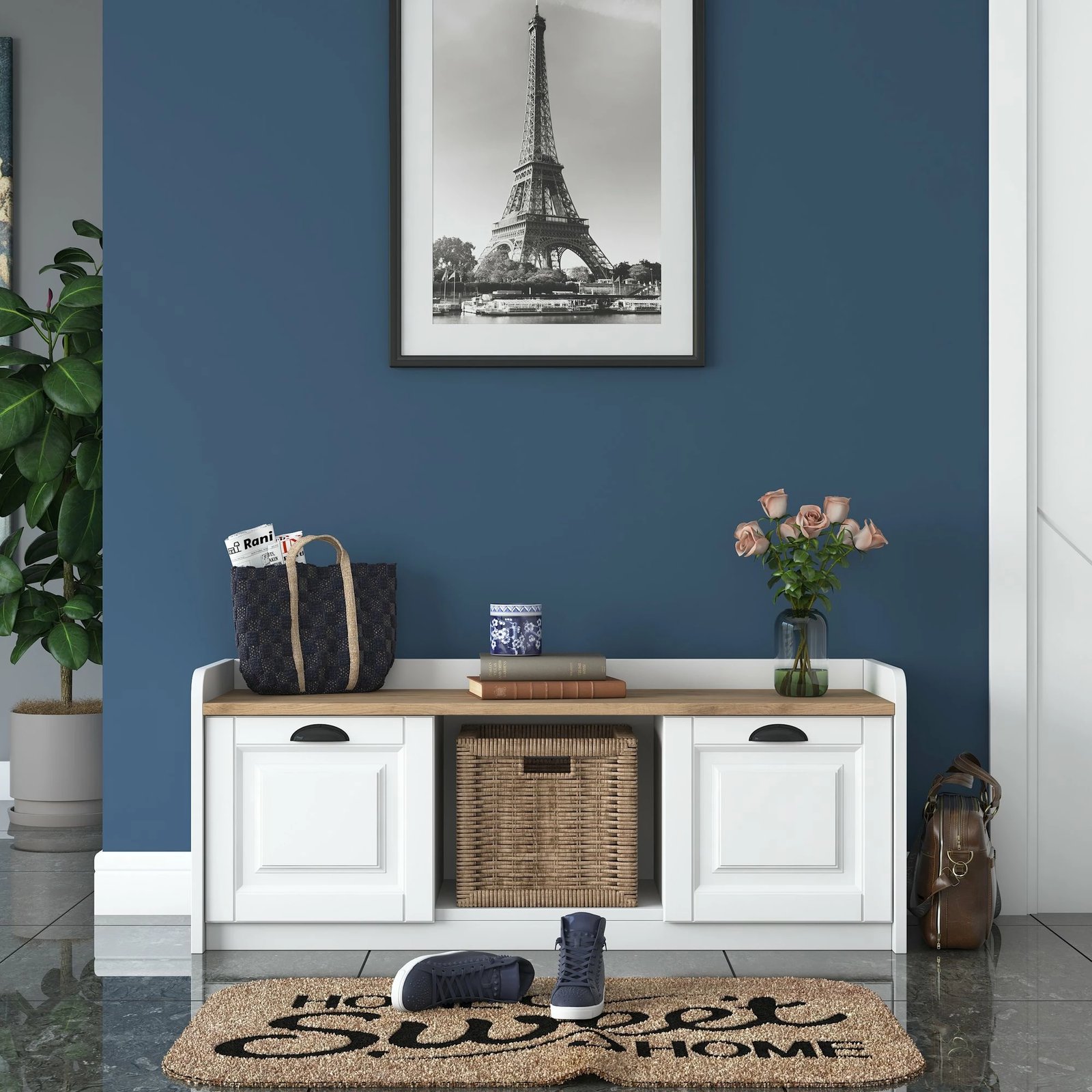 Dollap këpucësh Hanah Home, P2 - 1808, ngjyrë arrë dhe e bardhë