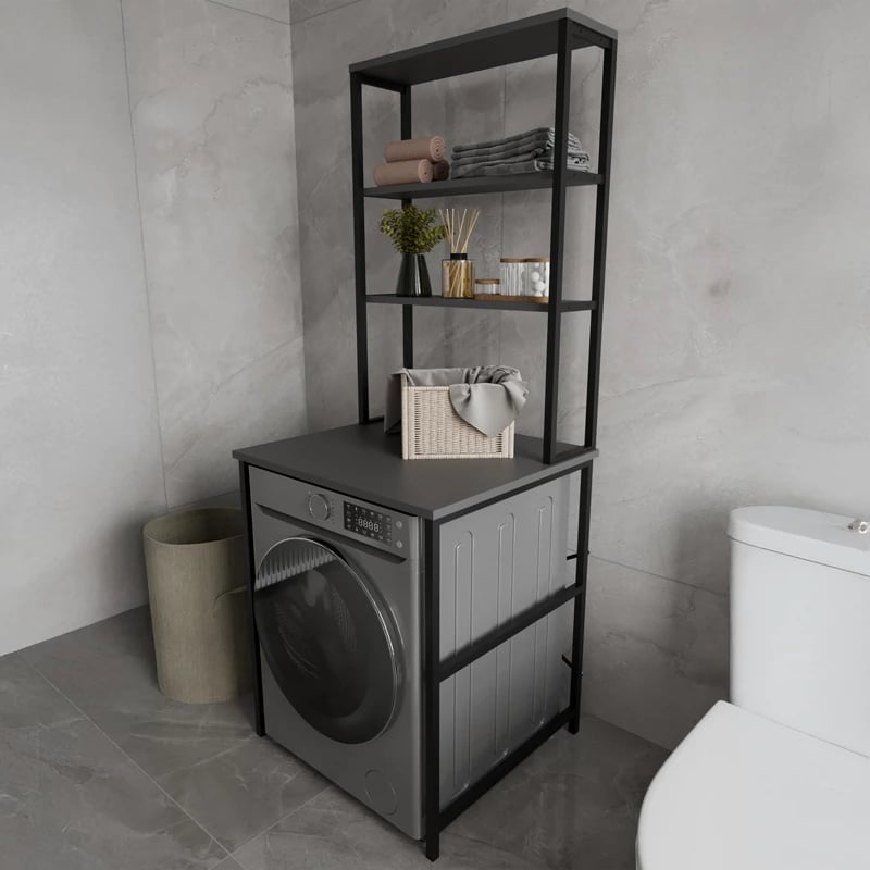 Kabinet për lavatriçe, ngjyrë metalike, anthracite, 60x60x180cm