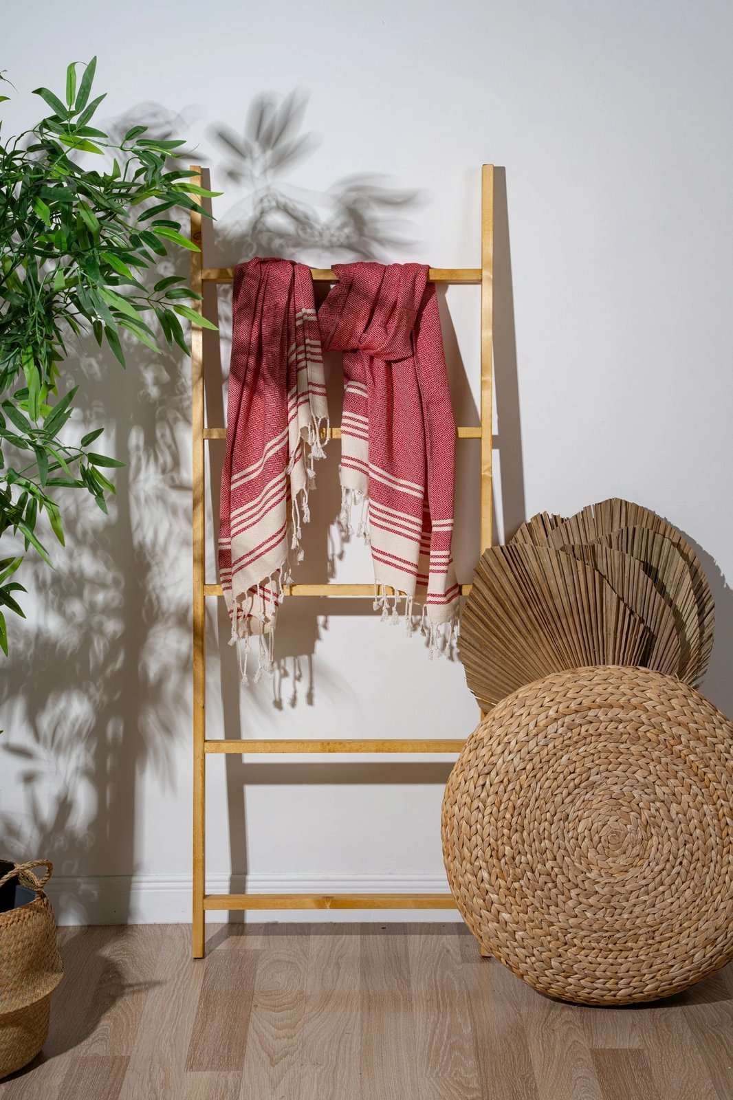 Peshqir plazhi Fouta, model New Diamond, ngjyrë e kuqe