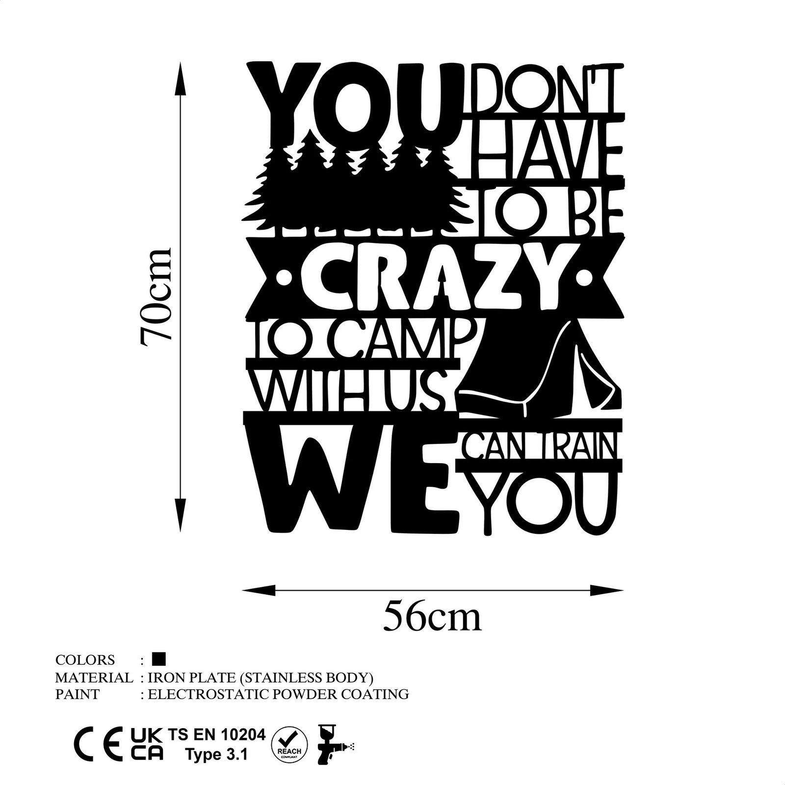 Aksesor dekorativ metalik për mur, Wallity, Camp With Us