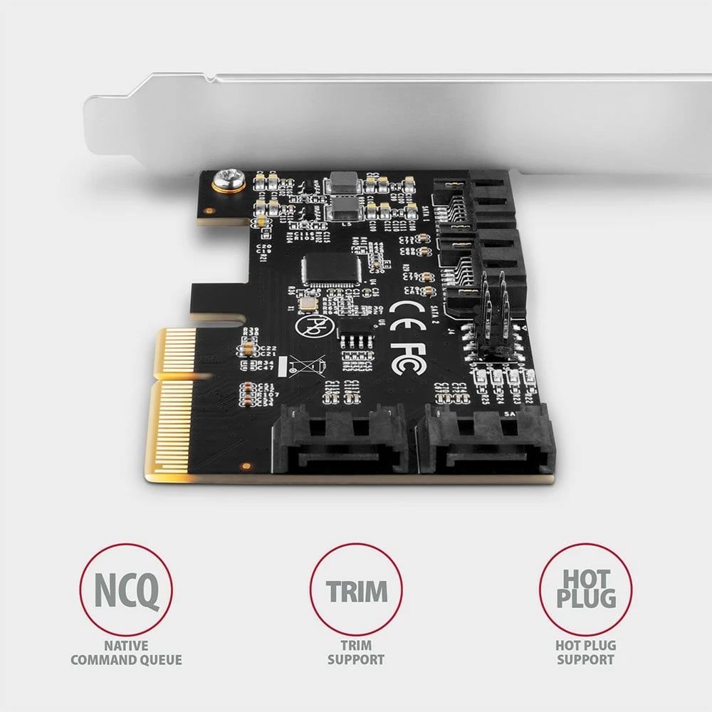 Kartë zgjerimi AXAGON PCES-SA4X4, 4x SATA 6G, PCIe, ASM1164, për kompjuter, e zezë