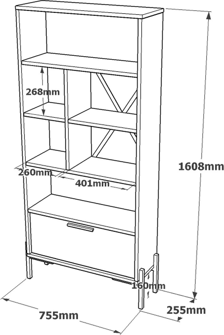 Raft librash Hanah Home, Vs4-Cga, ngjyrë kafe, gri, antracit