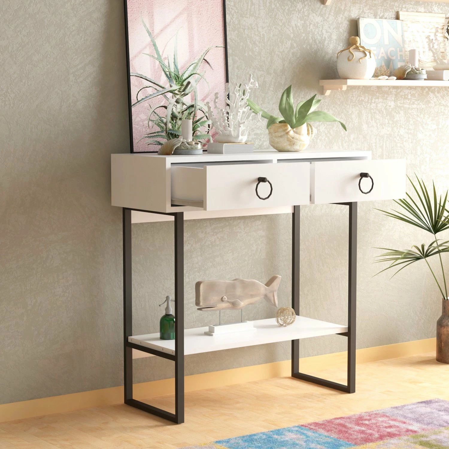 Bufe modern Valeri, ngjyrë e bardhë, Hanah Home