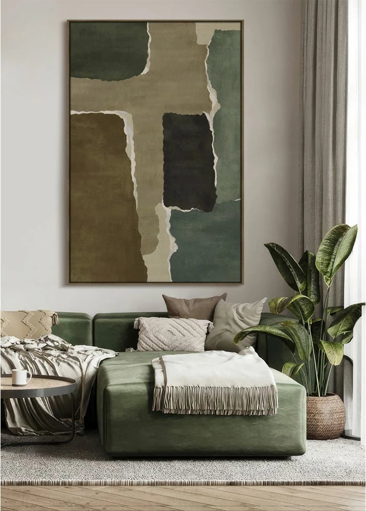 Pikturë dekorative CROSS LINE me kornizë, kanavacë, ngjyrë kafe, shumëngjyrëshe, dru natyral, 120x80x4cm