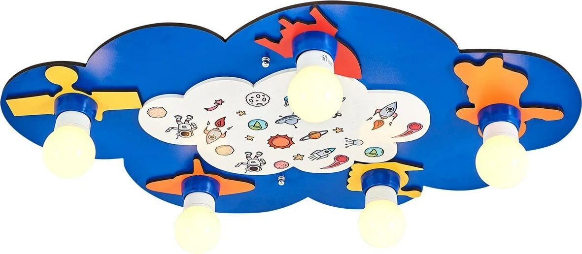 Llambë tavani për fëmijë, dizajn hapësinor, trup druri, ngjyrë kaltër, Opviq L1536