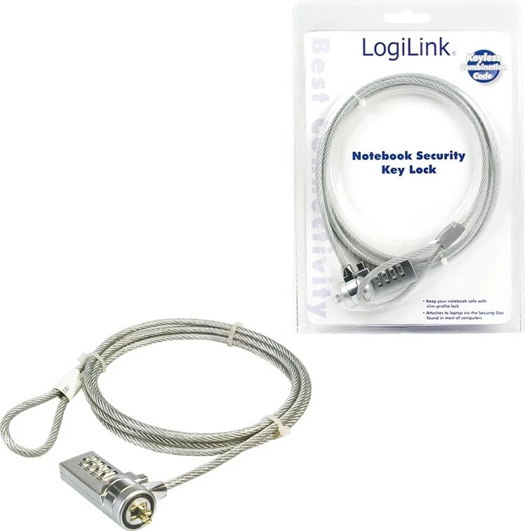 Kyç sigurie për laptop LogiLink, kombinim, 1.5 m