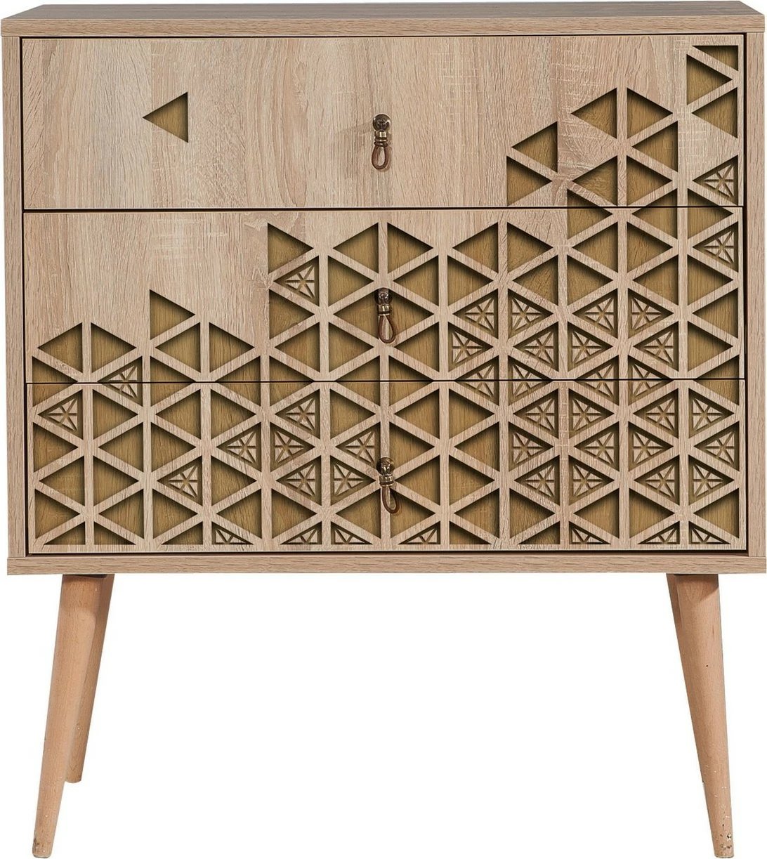 Komodë Hanah Home Trio, ngjyrë lisi Sonoma, 80x90x40 cm