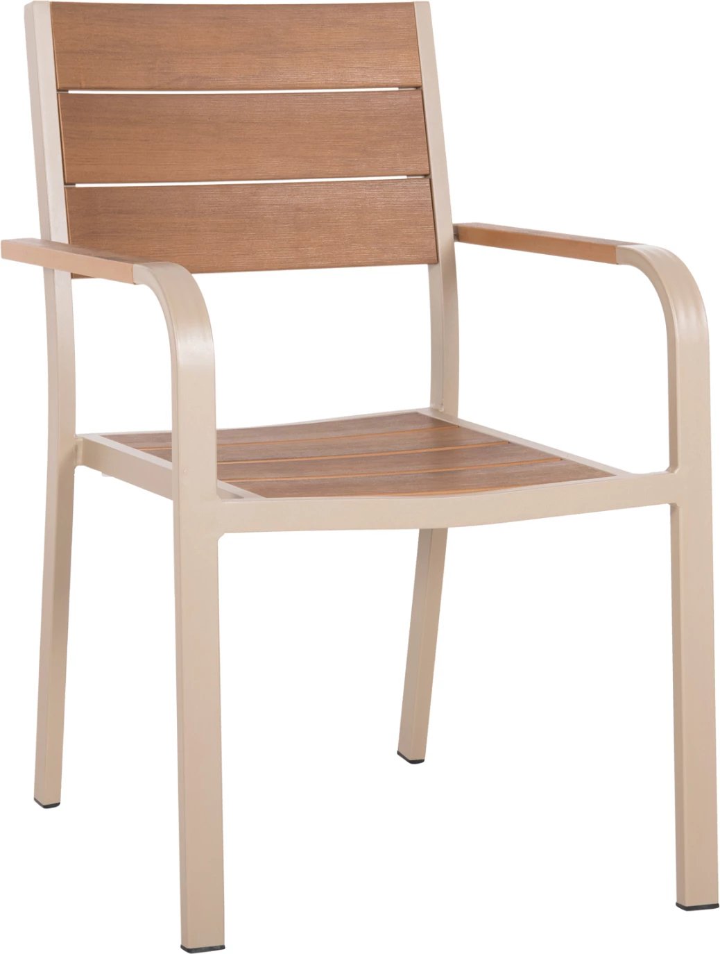 Karrige alumini SAGA FH5127.04, ngjyrë shampanjë, me ulëse dhe mbështetëse polywood, 55x52x86H cm