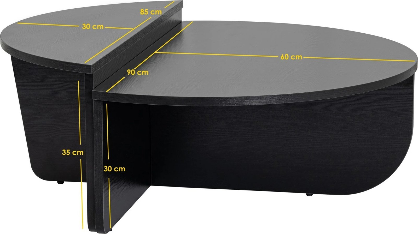 Set tavolinash kafeje Nordure, Orion, dru dhe e zezë, V2