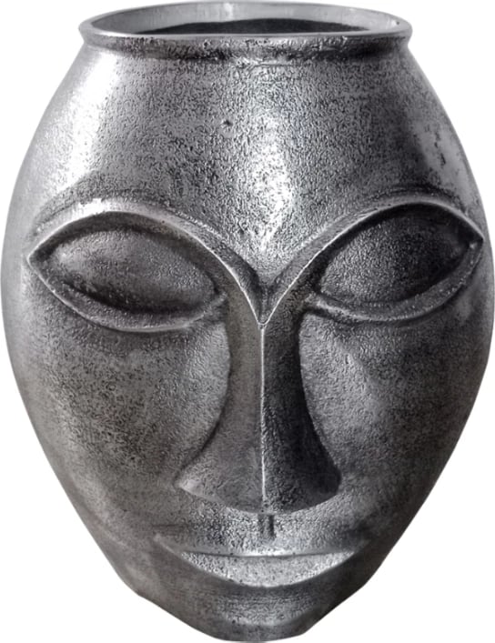 Vazo dekorative, alumin, ngjyrë argjendi antike, 23x23x27cm