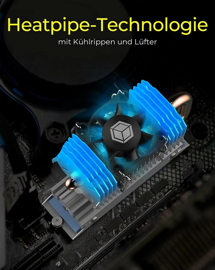 Heatsink SSD ICY BOX IB-M2HSF-705, 30mm fan, 8500 RPM, argjend