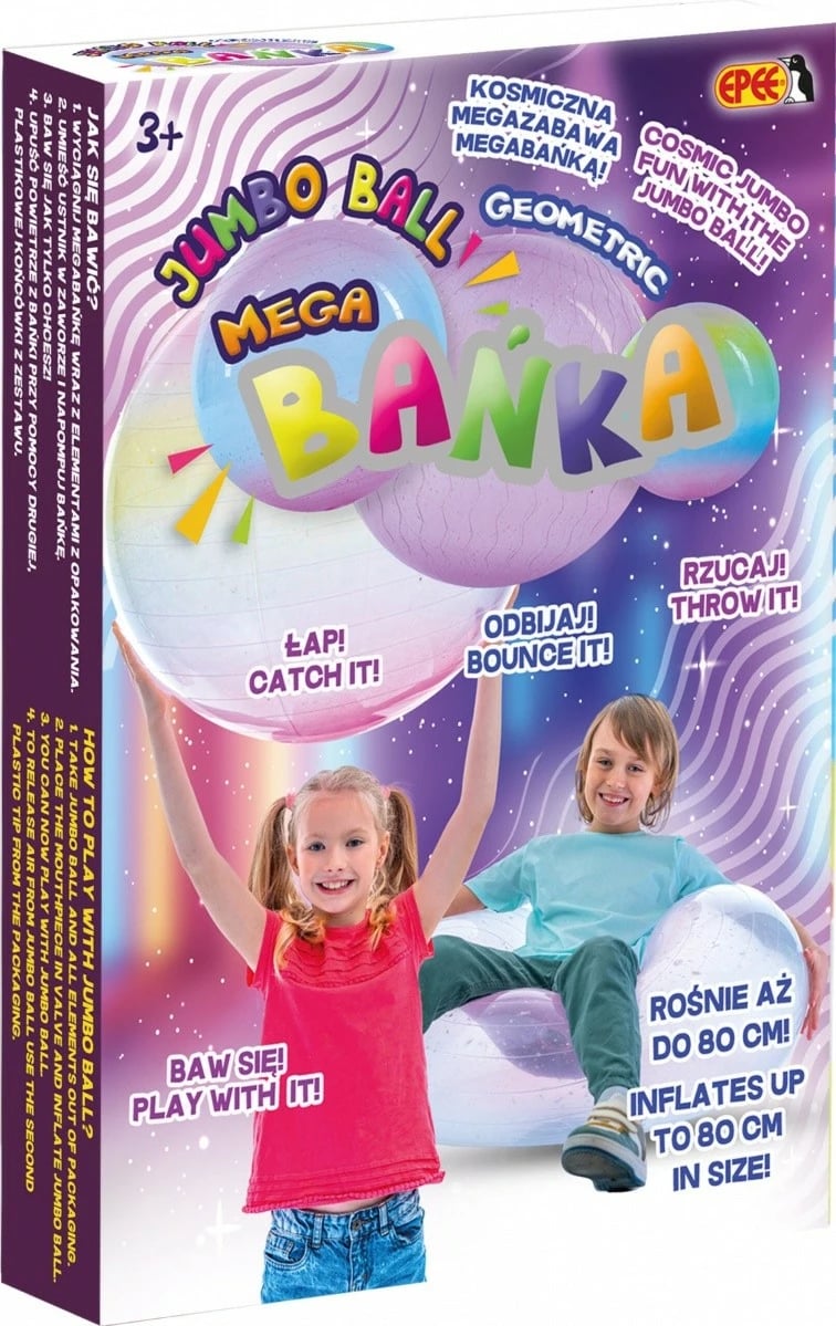 Top lodër Epee Mega Bubble Geometric Cosmic 1, plastik, 80 cm, vjollcë