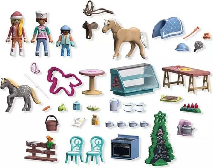 Set lojërash, Playmobil 71952 Horses of Waterfall Christmas Bakes at the Equestrian Café, 81 pjesë, plastike, set