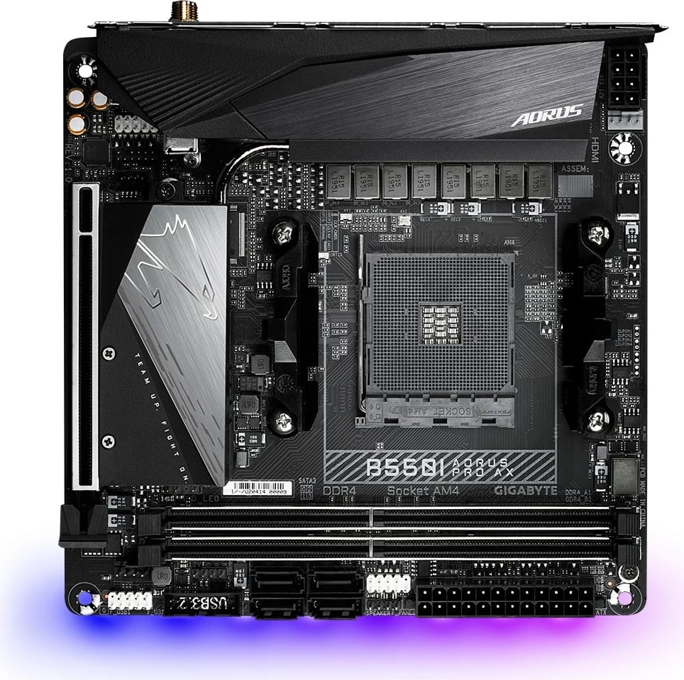 Pllakë amë Gigabyte B550I AORUS PRO AX, Socket AM4, mini ITX, WiFi 6, 2.5 GbE LAN, E zezë