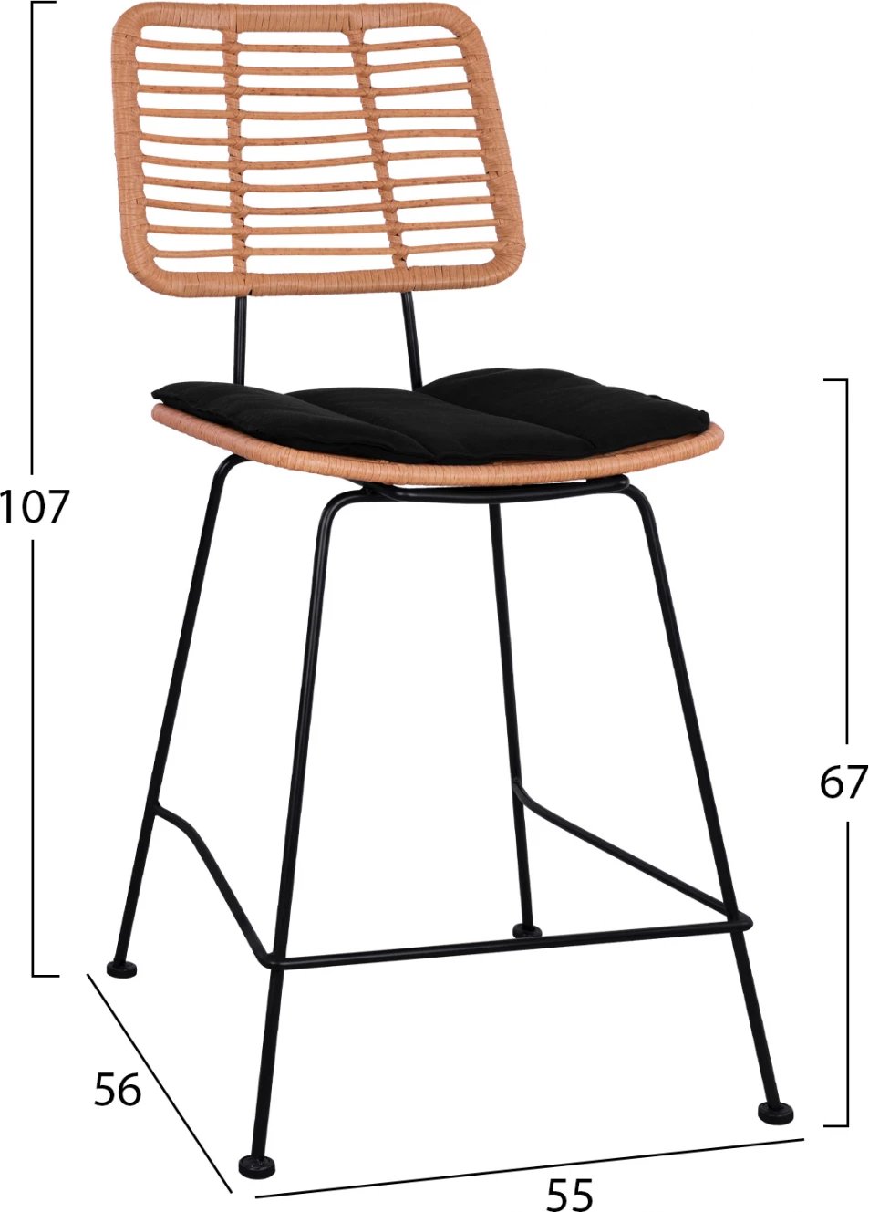 Karrige për bar me jastëk Allegra FH5644 me thurje ngjyrë bezhë 55x56x107 cm