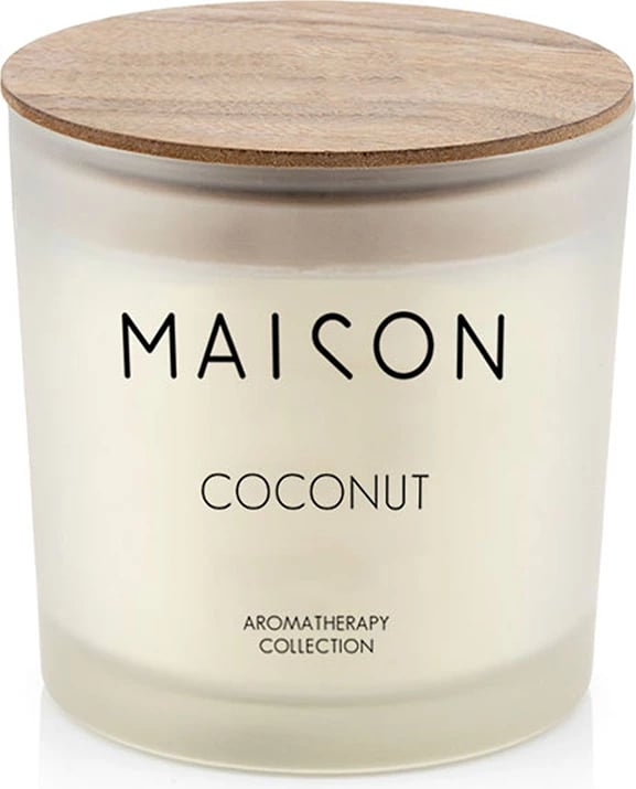 Qiri aromatik Calmness, xham, kapak dru natyral, 10x10x10cm, ngjyrë e bardhë