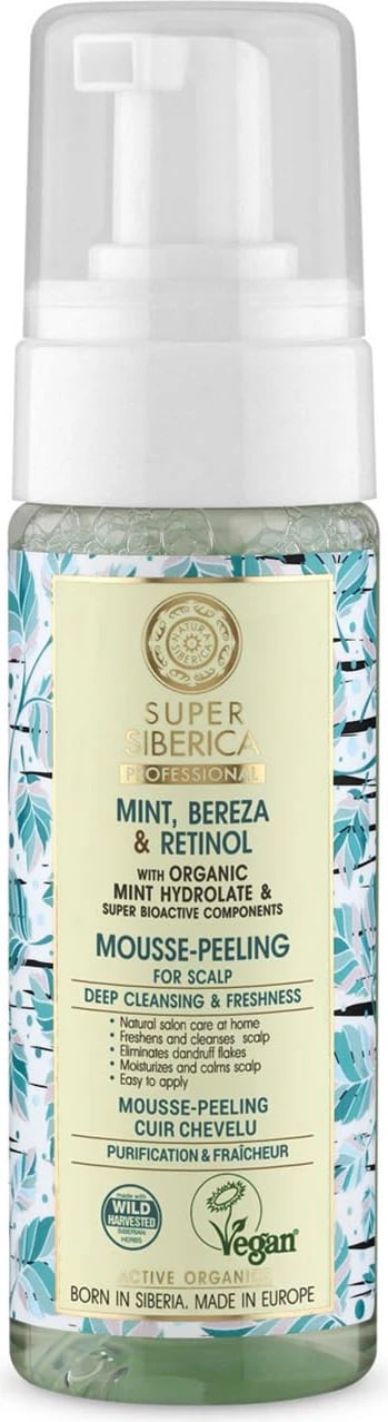 Shkumë për skalp unisex Natura Siberica Super Siberica Mint, Bereza & Retinol 400ml