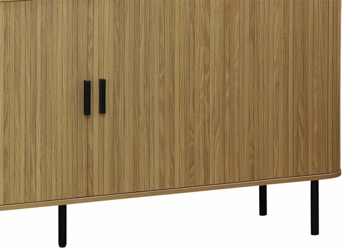 Bufe Scandi MDF ngjyrë natyrale me këmbë metali të zeza 170x45x80cm