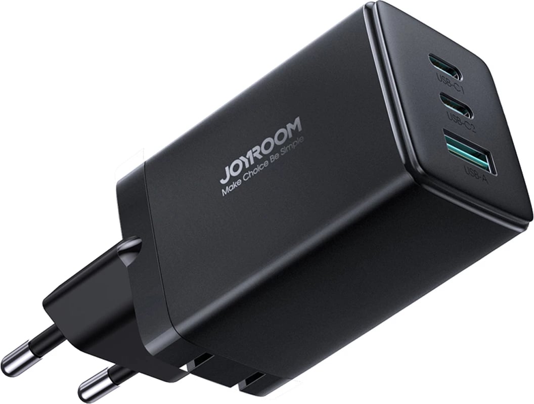 Karikues i shpejtë GaN Joyroom TCG01, 65W, 2x USB-C & 1x USB-A, me kabllo USB-C në USB-C 100W, i zi
