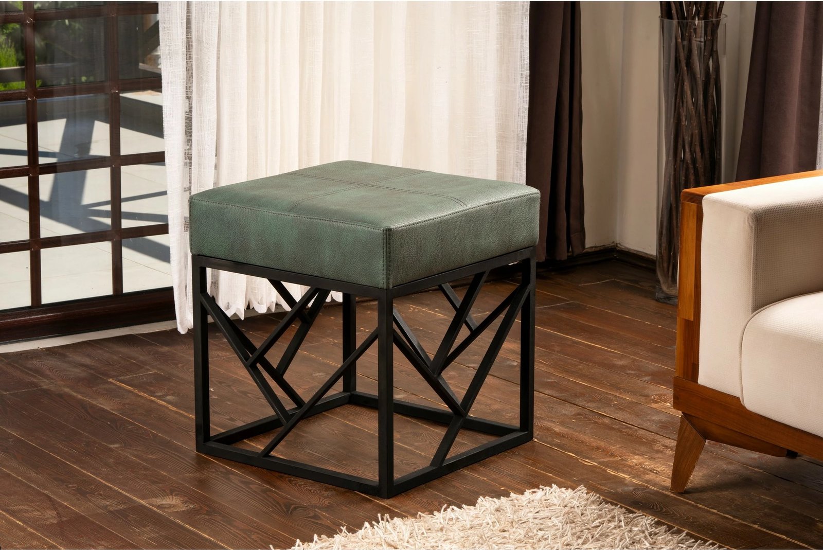 Puf Atelier del Sofa, lëkurë PU, ngjyrë e gjelbër